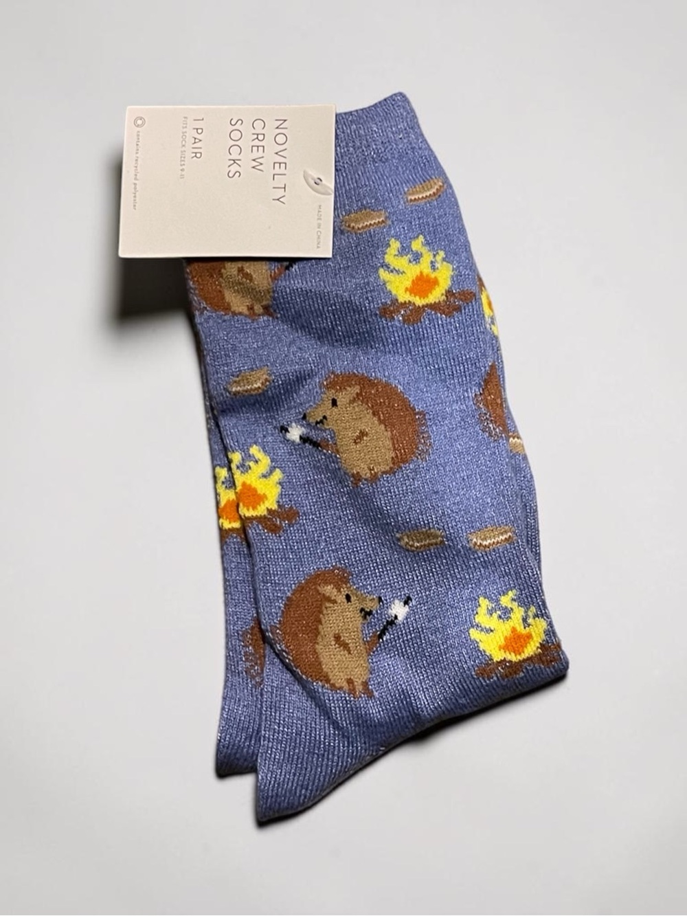Hedgehog Campfire Crew Socks, Blue, OS, NWT 🦔 - Picture 2 of 4